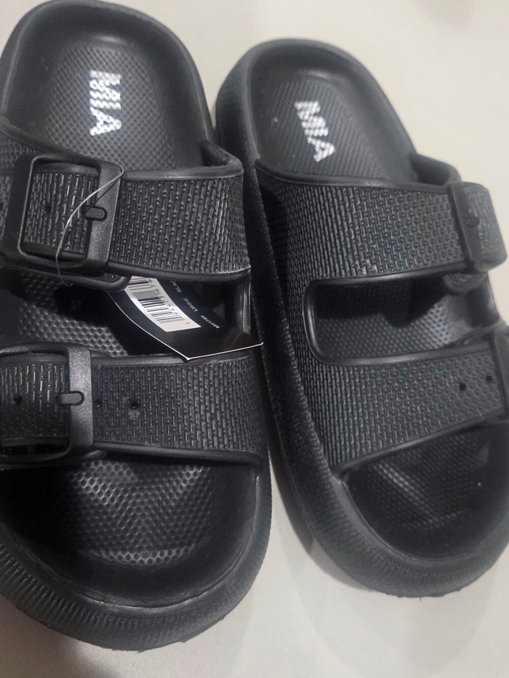 MIA Womens Black Adjustable Double-Strap Slide Sandals Size 7. - Picture 4 of 10